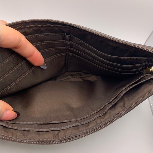 COACH Brown Double Canvas Wristlet - Picture 6 of 10